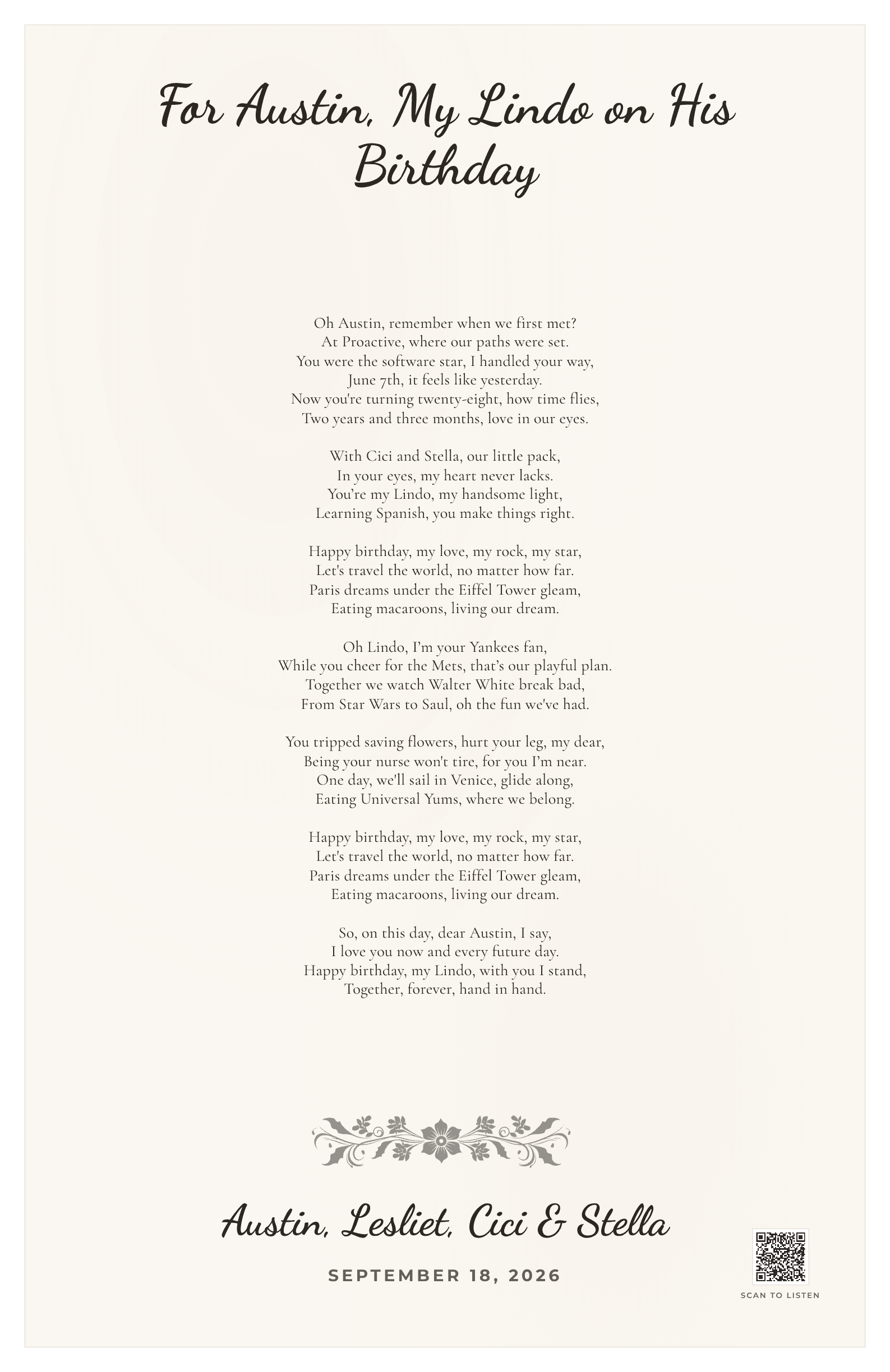 For Austin, My Lindo on His Birthday